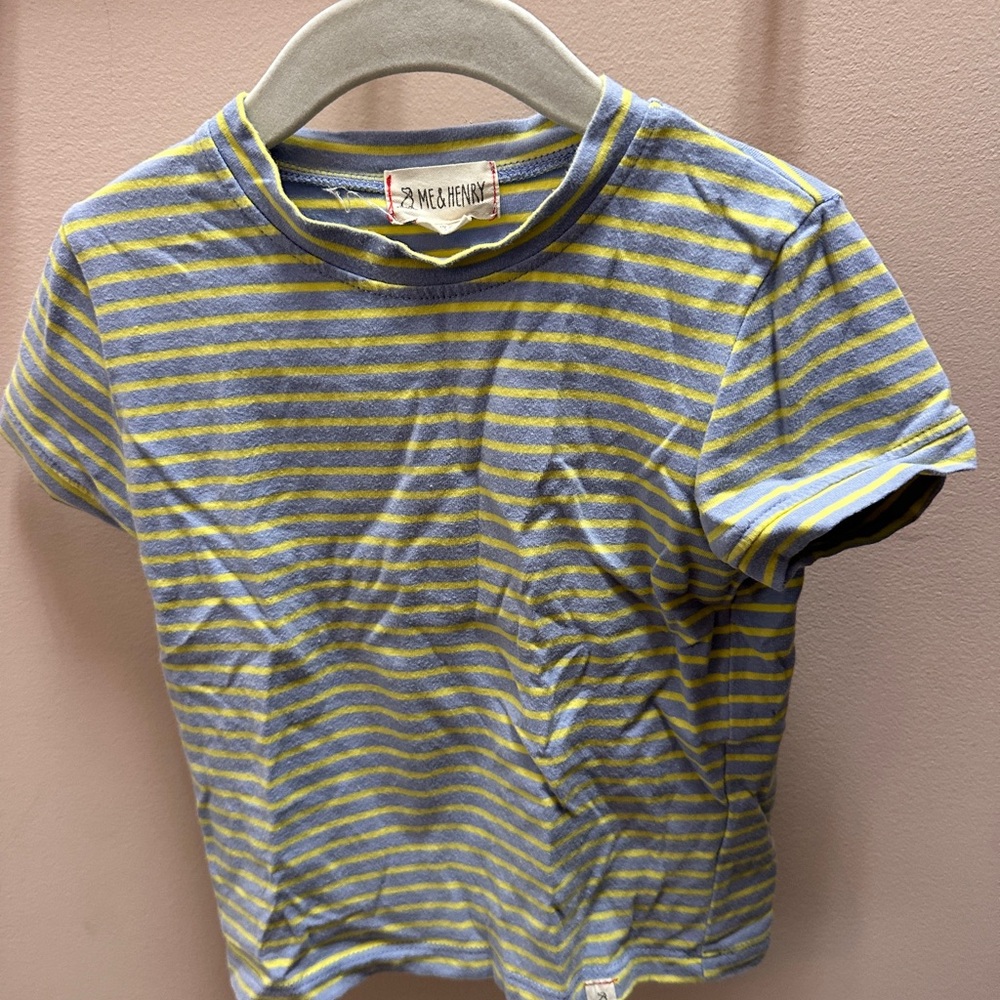 Striped Kids Tee - Blue and Yellow